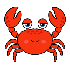 かにのかわいいシンプルイラスト（カラー）