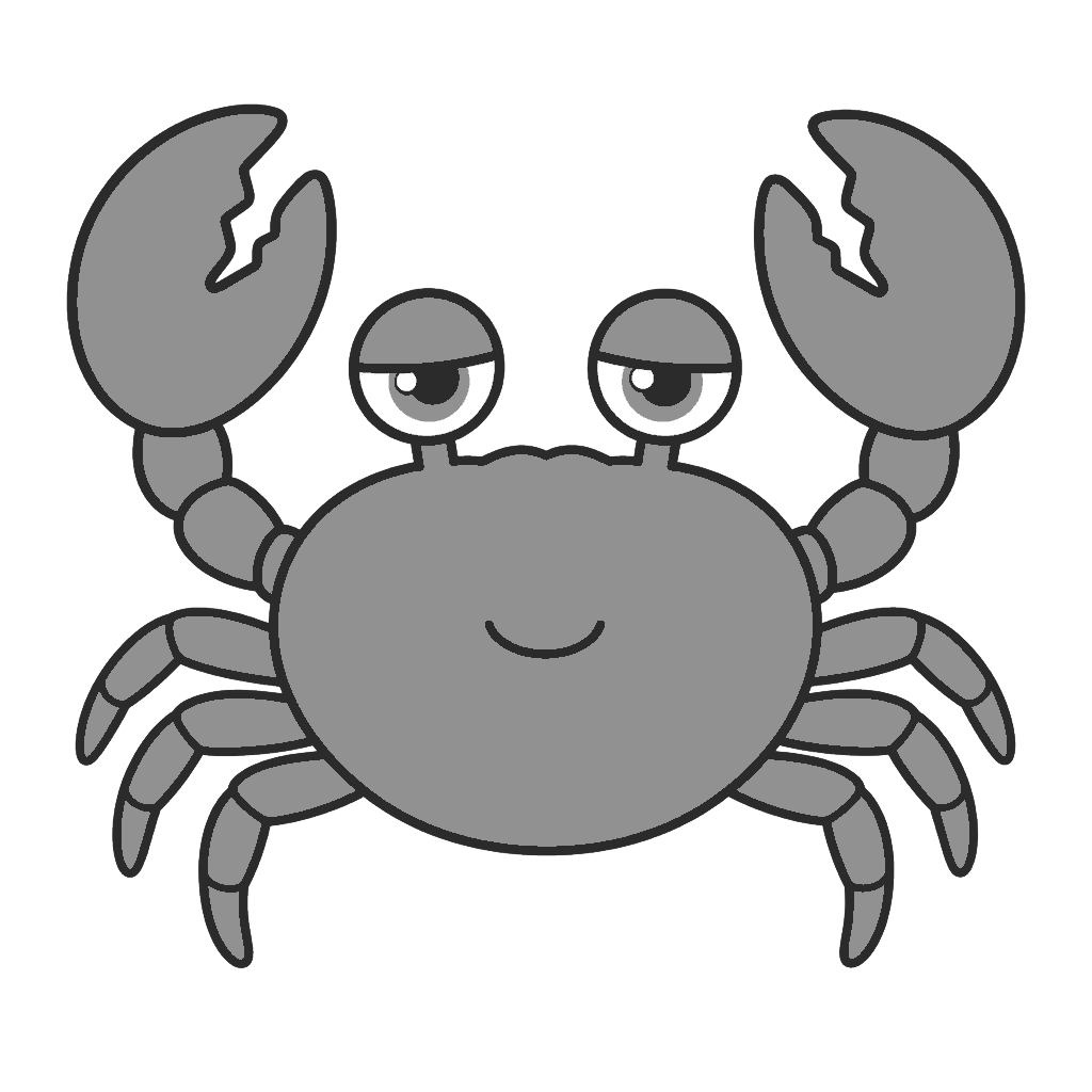 かにのかわいいイラスト(モノクロ)