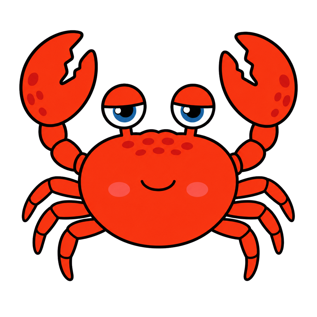かにのかわいいシンプルイラスト（カラー）