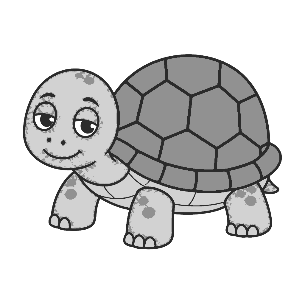 かめのかわいいイラスト(モノクロ)