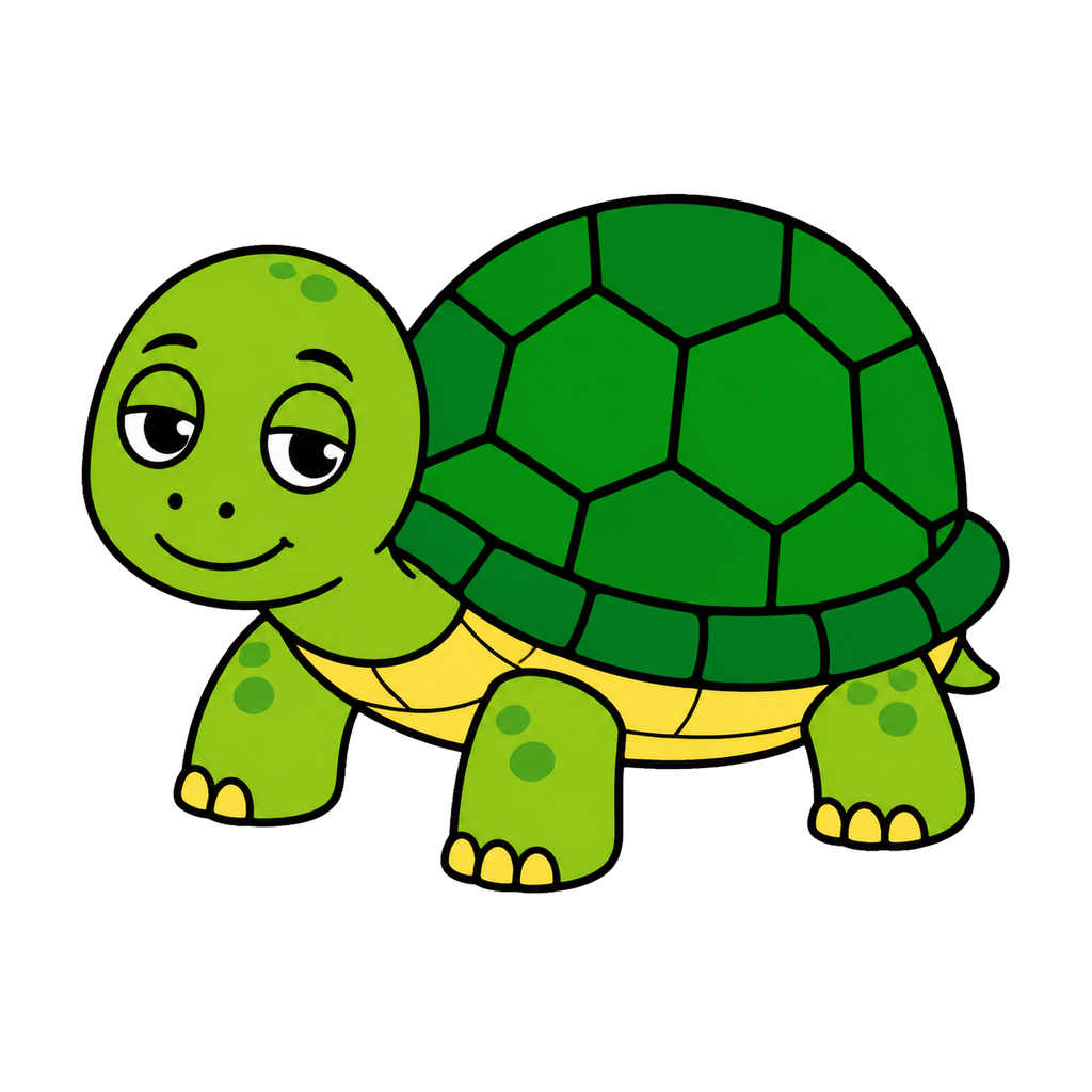 かめのかわいいシンプルイラスト（カラー）