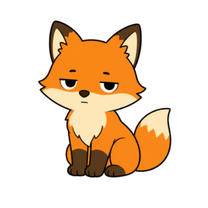 きつねのかわいいシンプルイラスト（カラー）