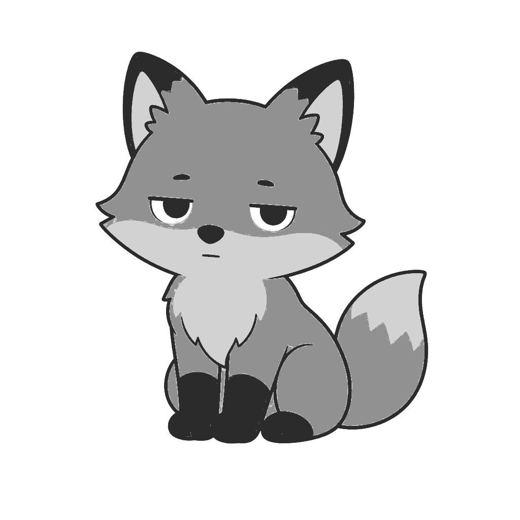 きつねのかわいいイラスト(モノクロ)