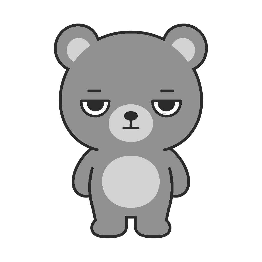 くまのかわいいイラスト(モノクロ)