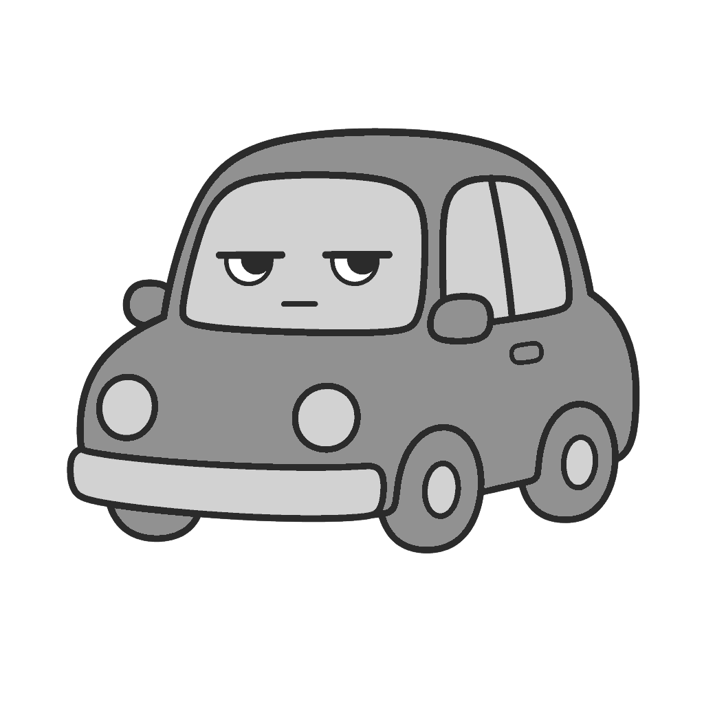 くるまのかわいいイラスト(モノクロ)