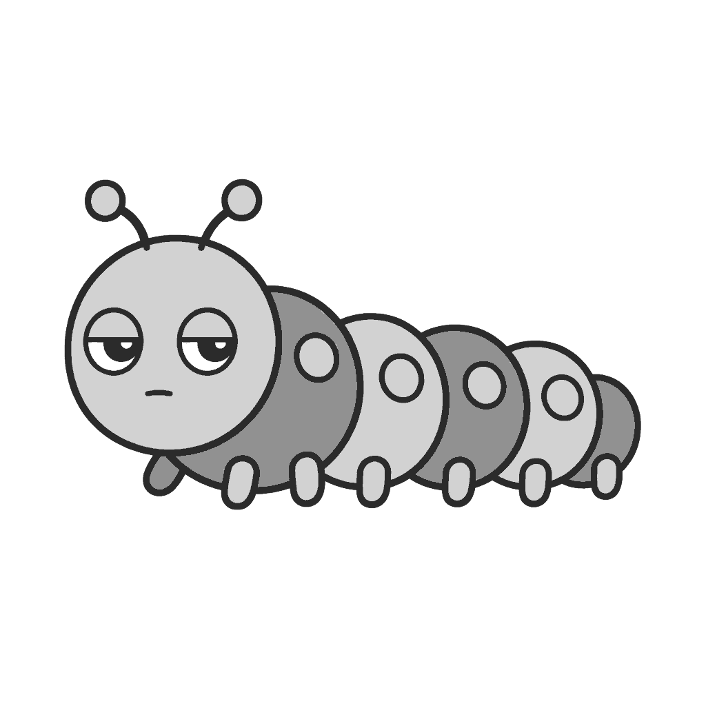 けむしのかわいいイラスト(モノクロ)
