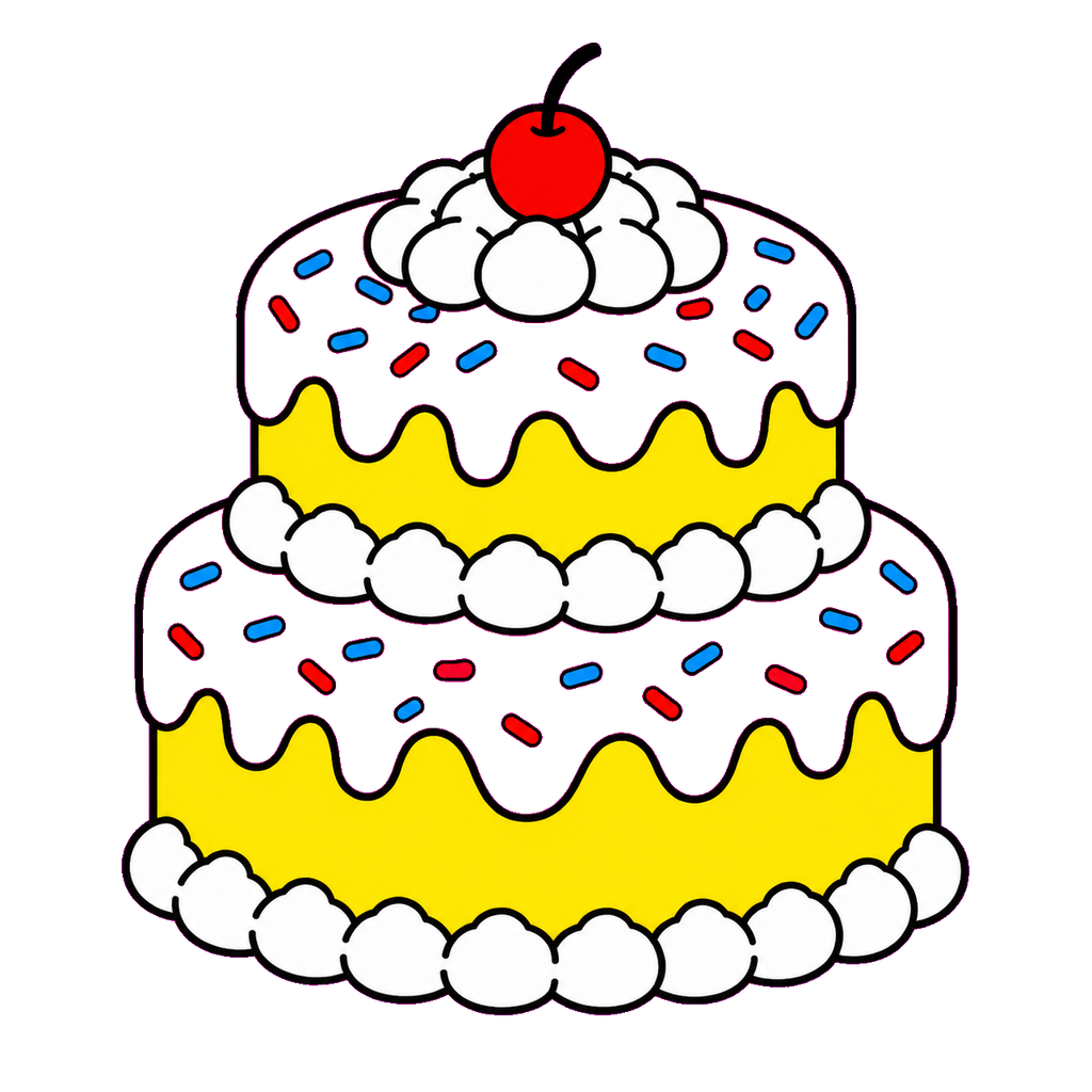 けーきのかわいいシンプルイラスト（カラー）