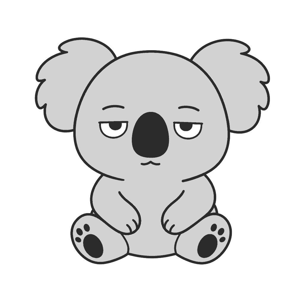 こあらのかわいいイラスト(モノクロ)
