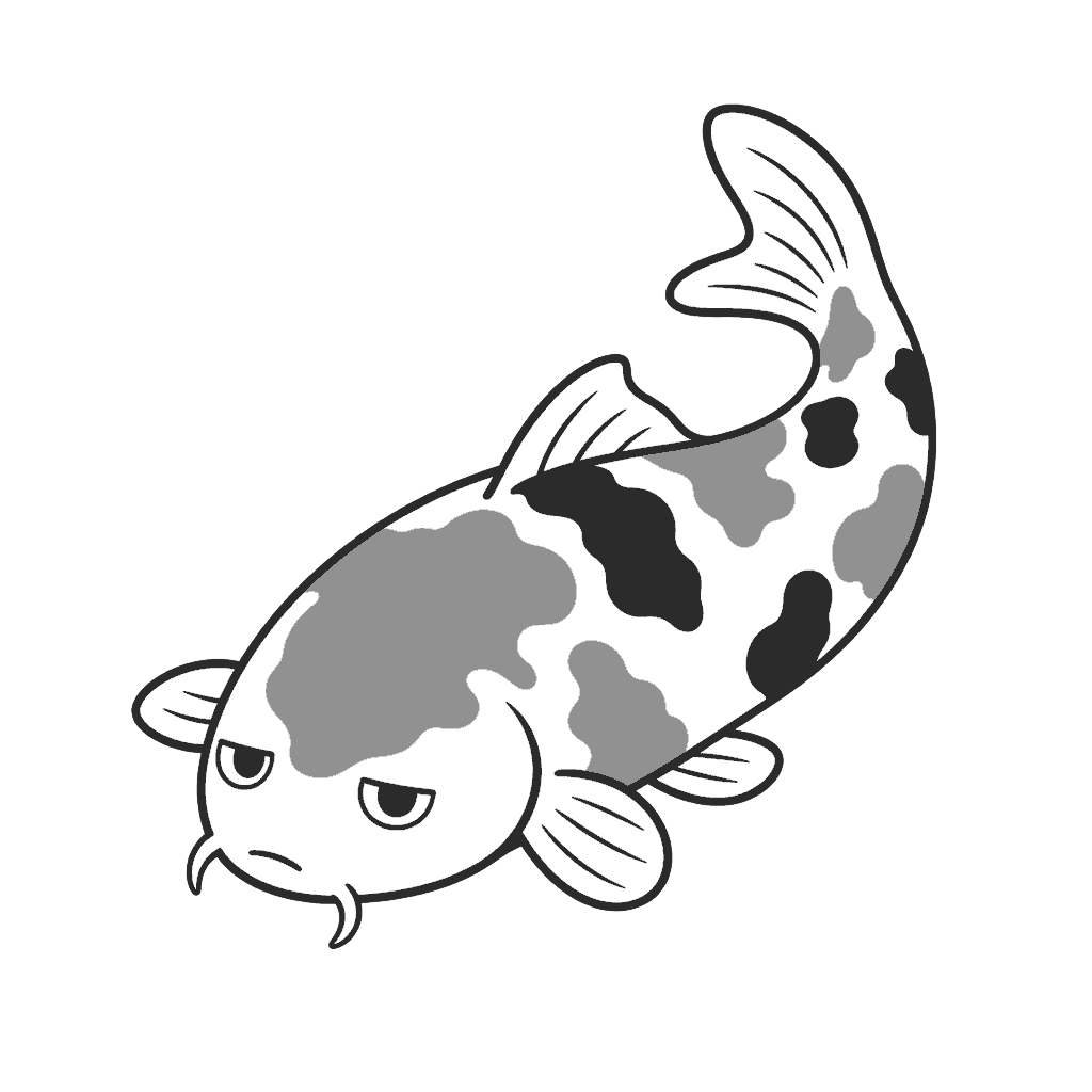 こいのかわいいイラスト（モノクロ）