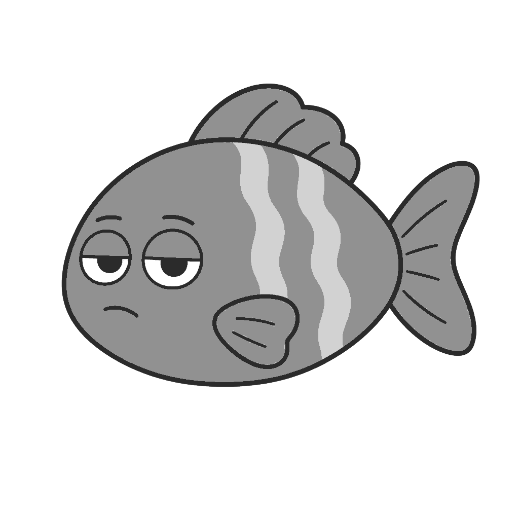 さかなのかわいいイラスト（モノクロ）
