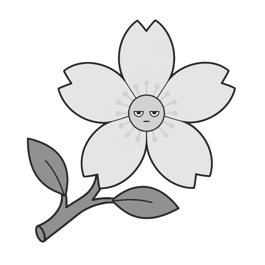 さくらのかわいいイラスト（モノクロ）