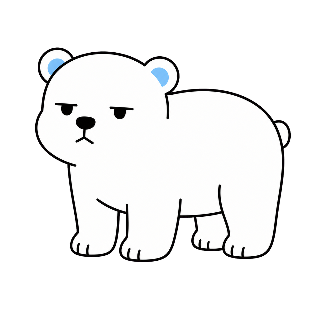 しろくまのかわいいシンプルイラスト（カラー）