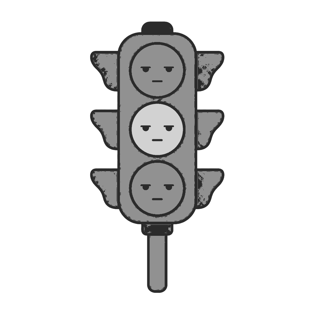 しんごうのかわいいイラスト(モノクロ)