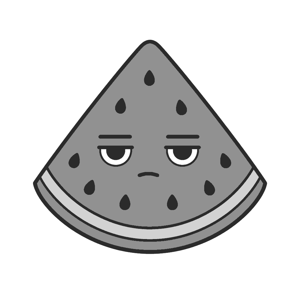 すいかのかわいいイラスト(モノクロ)
