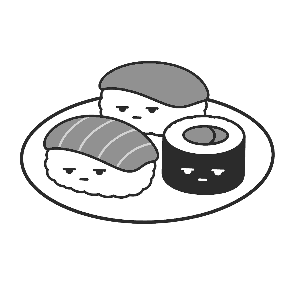 すしのかわいいイラスト（モノクロ）