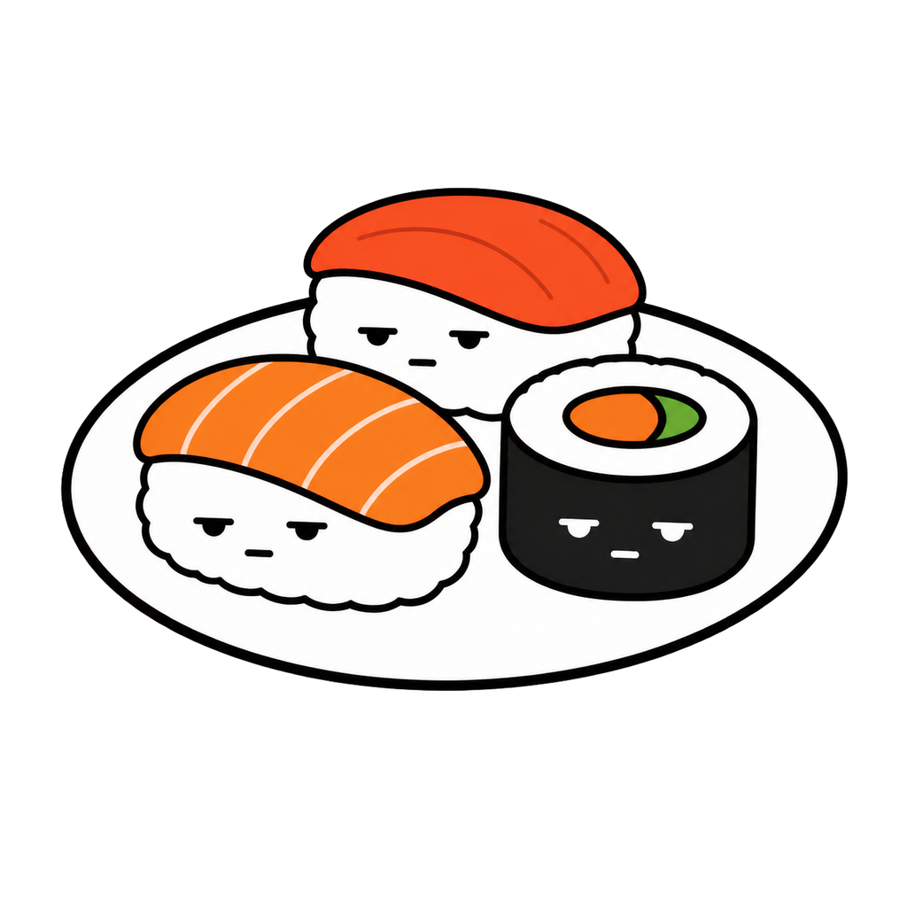 すしのかわいいイラスト（カラー）