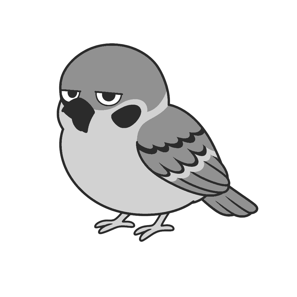 すずめのかわいいイラスト(モノクロ)
