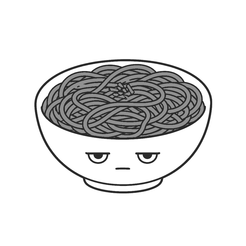 そばのかわいいイラスト（モノクロ）