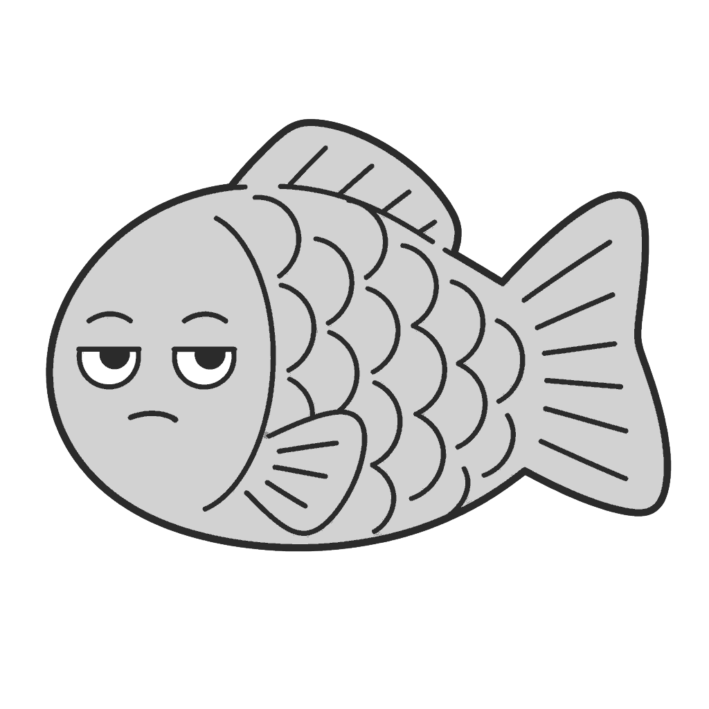 たいやきのかわいいイラスト（モノクロ）