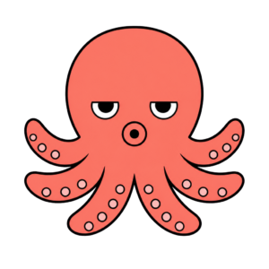 たこのかわいいシンプルイラスト（カラー）