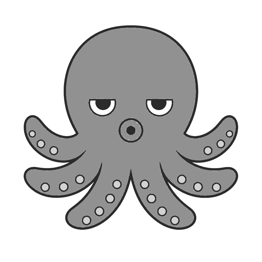 たこのかわいいイラスト(モノクロ)
