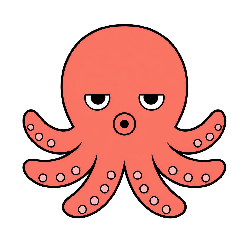 たこのかわいいシンプルイラスト（カラー）