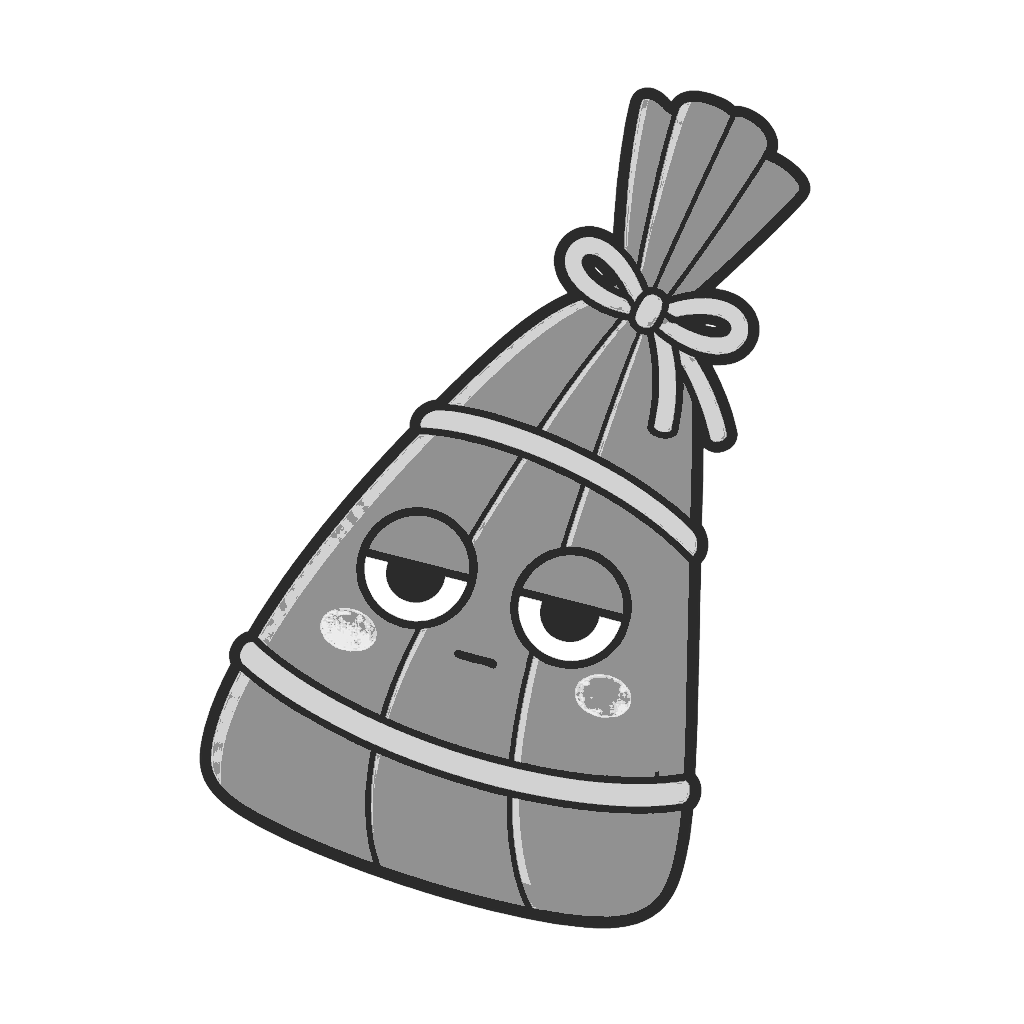 ちまきのかわいいイラスト（モノクロ）
