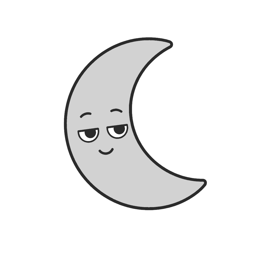 つきのかわいいイラスト(モノクロ)