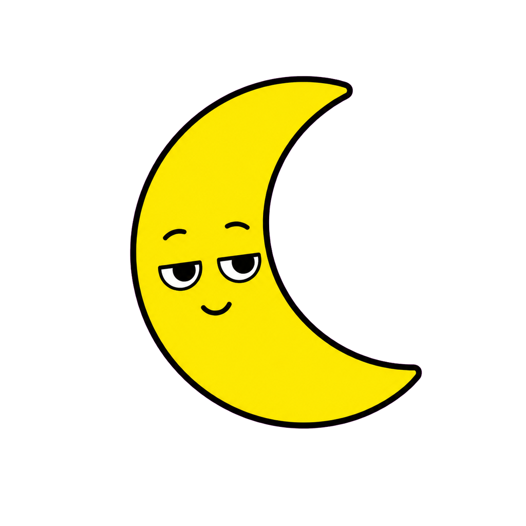 つきのかわいいシンプルイラスト（カラー）
