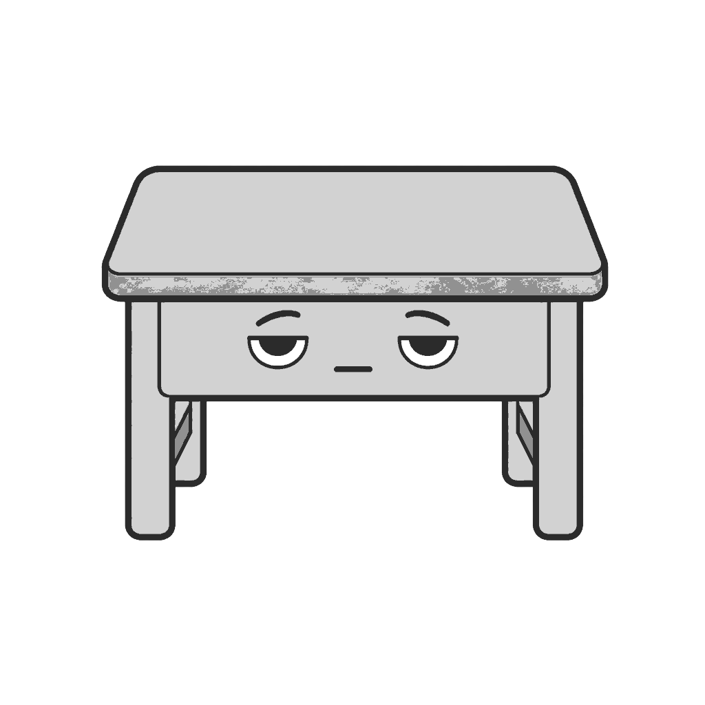 つくえのかわいいイラスト（モノクロ）