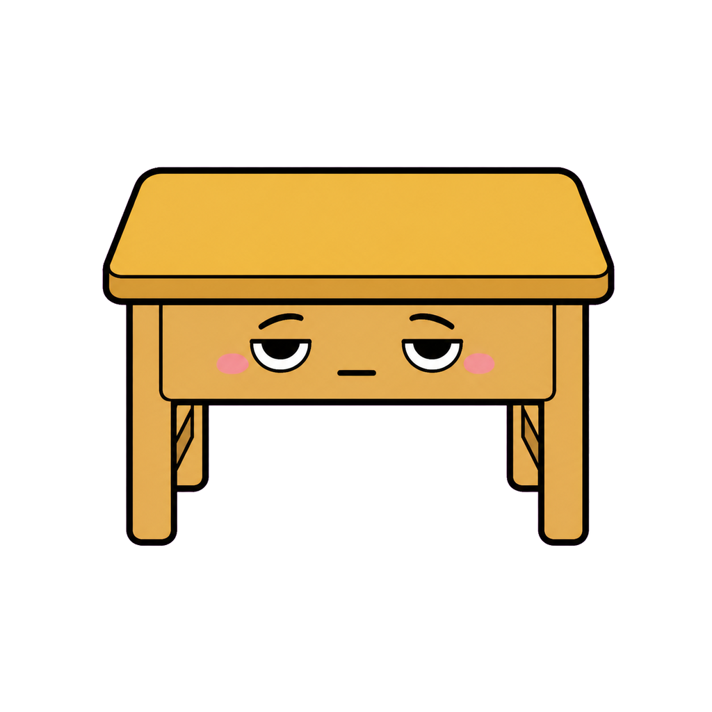 つくえのかわいいシンプルイラスト（カラー）