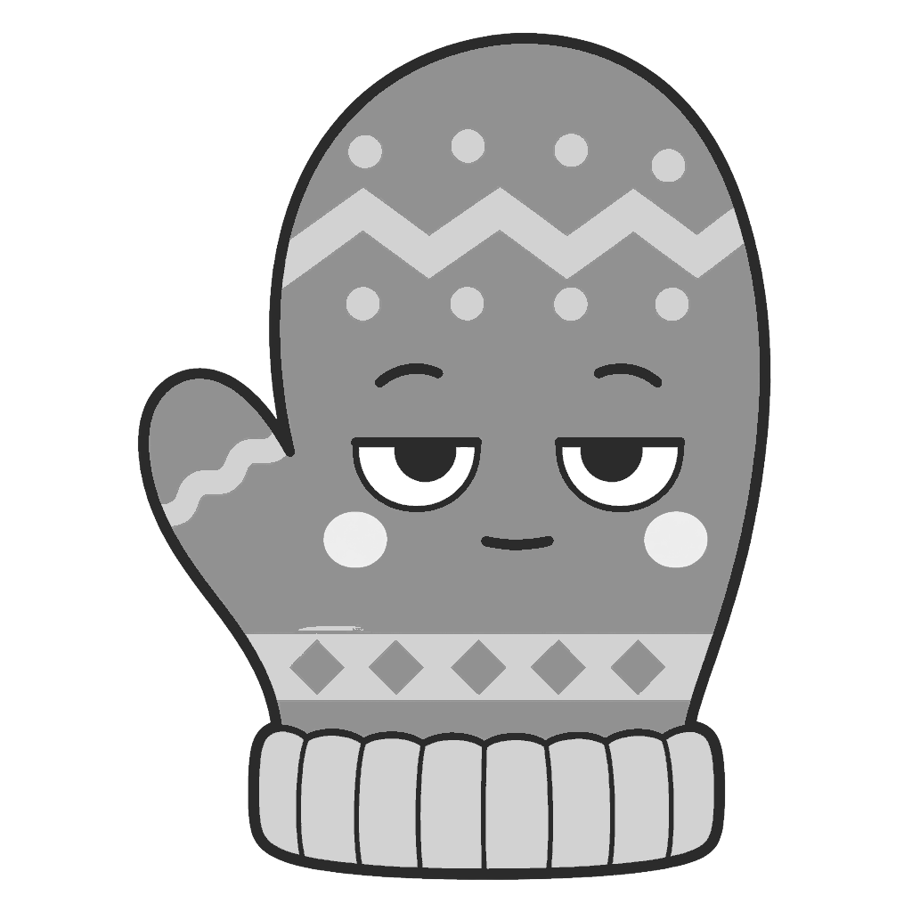 てぶくろのかわいいイラスト（モノクロ）