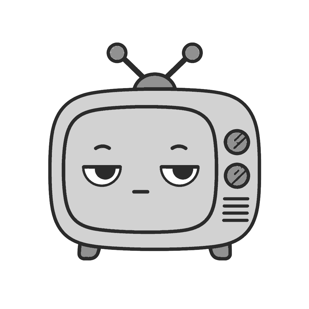 てれびのかわいいイラスト(モノクロ)