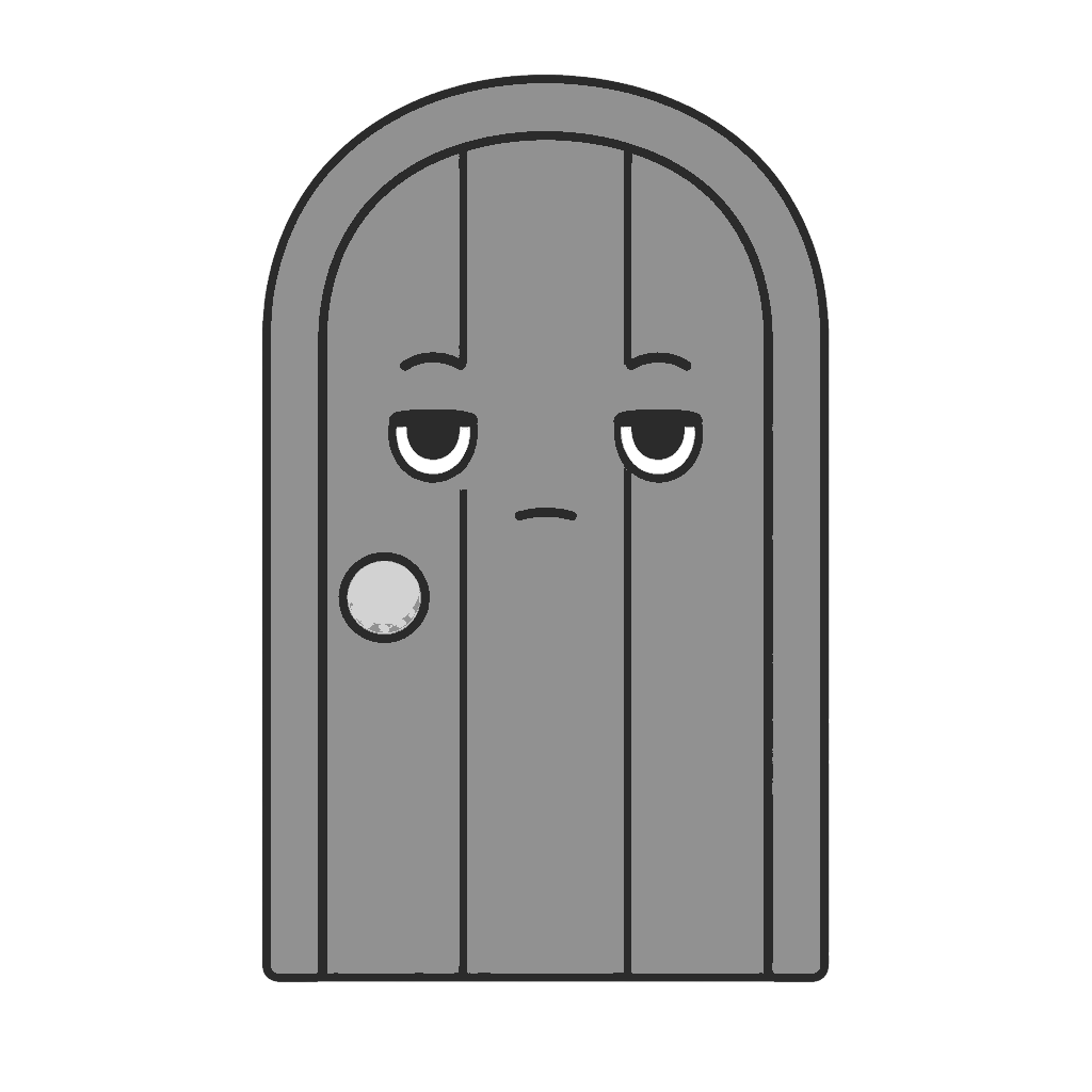 とびらのかわいいイラスト（モノクロ）