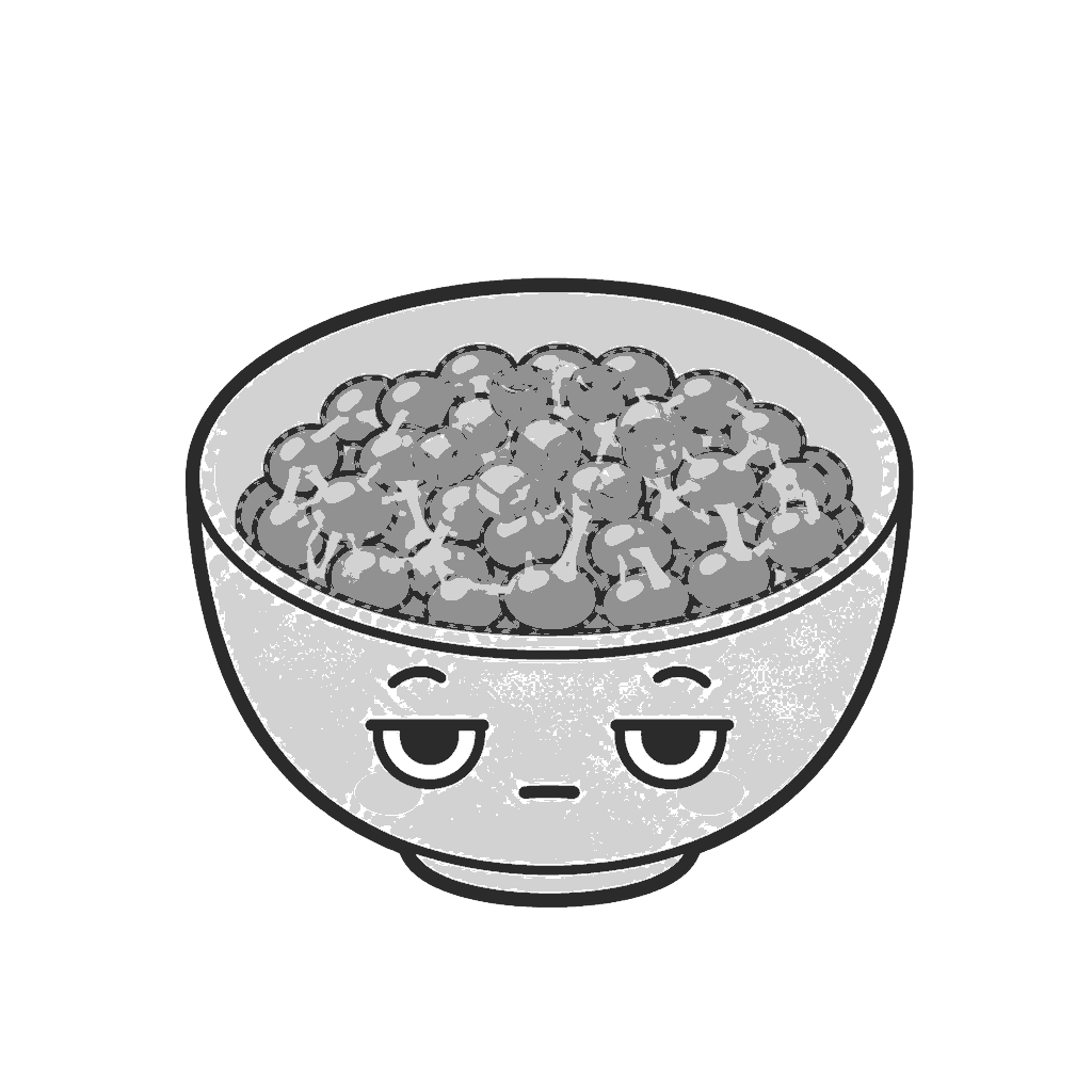なっとうのかわいいイラスト(モノクロ)