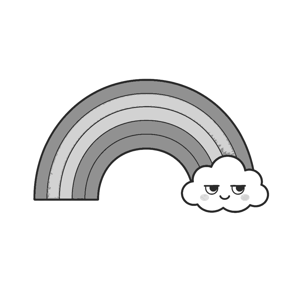 にじのかわいいイラスト(モノクロ)