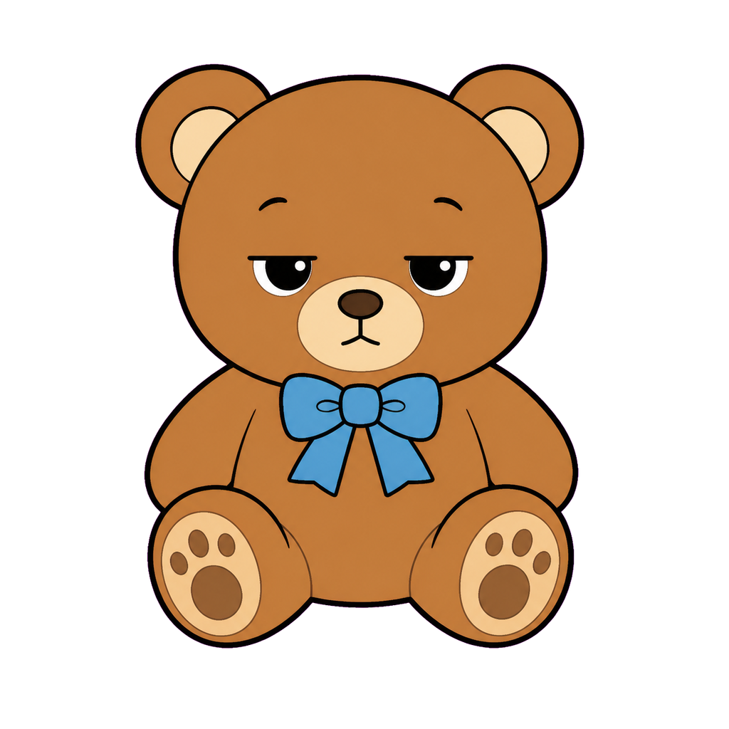 ぬいぐるみのかわいいシンプルイラスト（カラー）