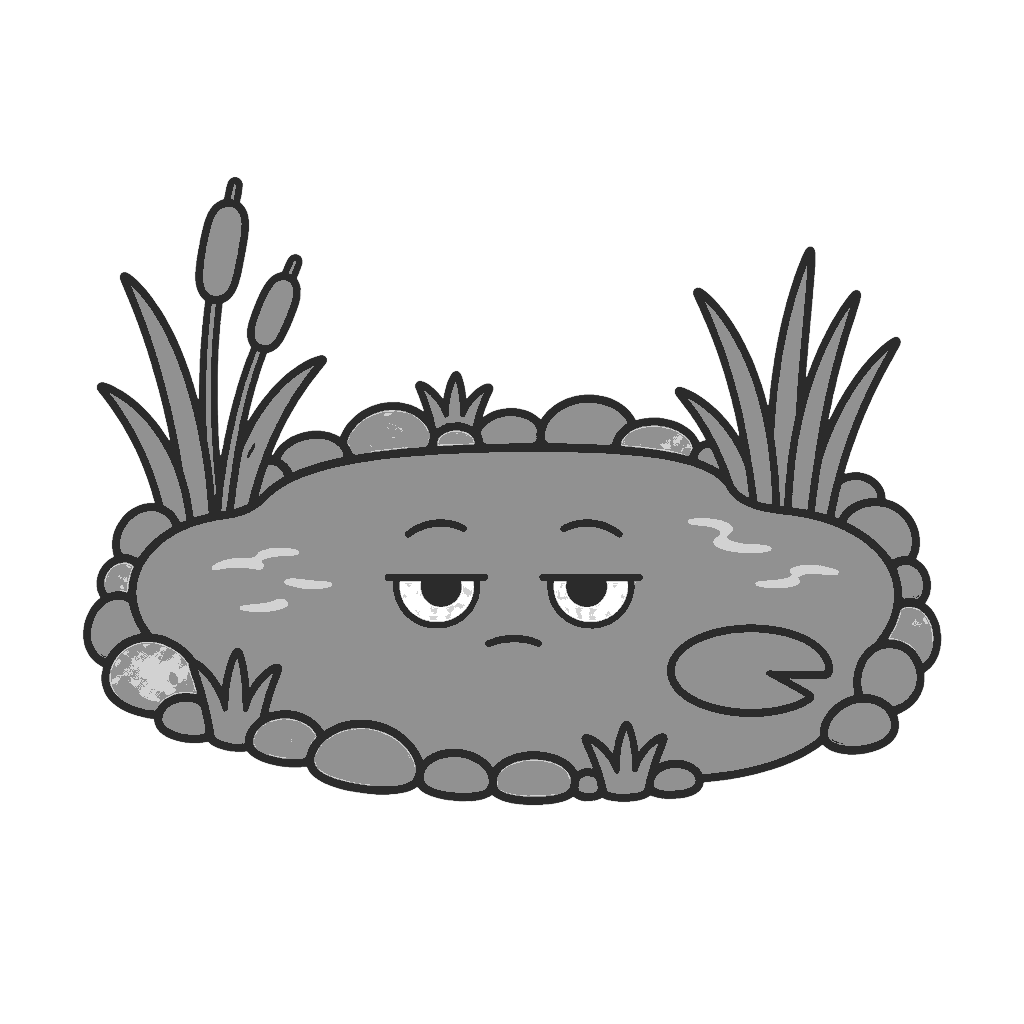 ぬまのかわいいイラスト（モノクロ）