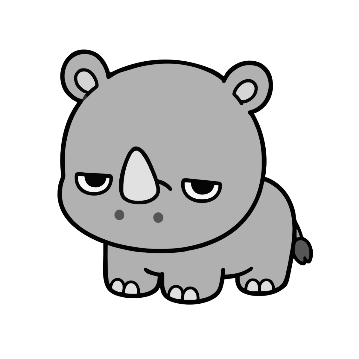 さいのかわいいイラスト(モノクロ)