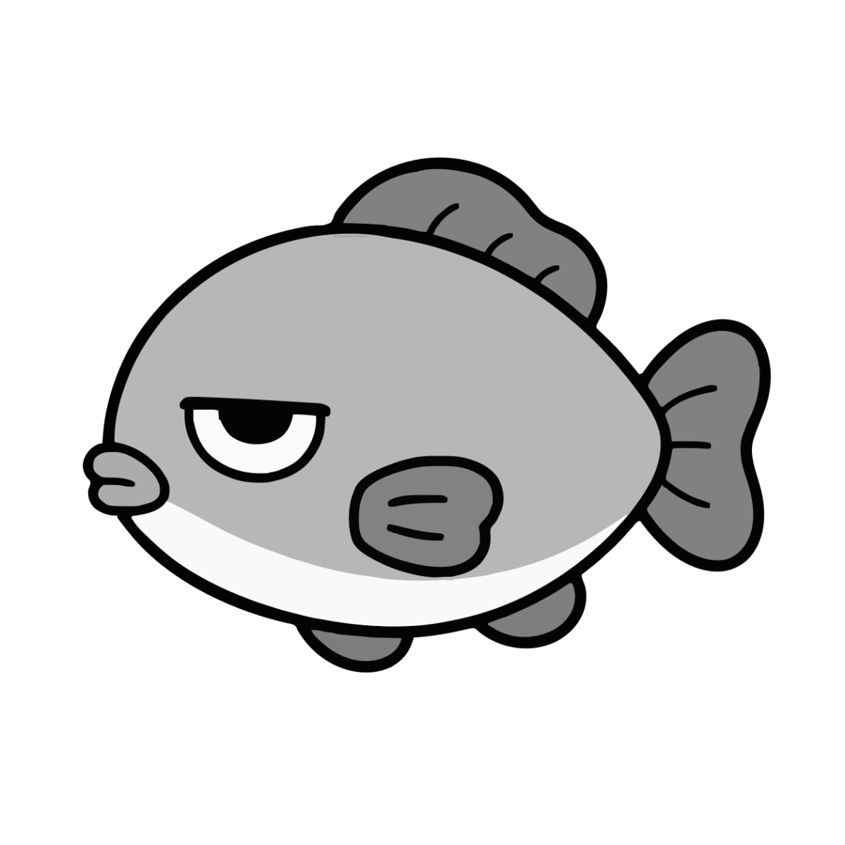 さかなのイラスト（かわいい）（モノクロ）
