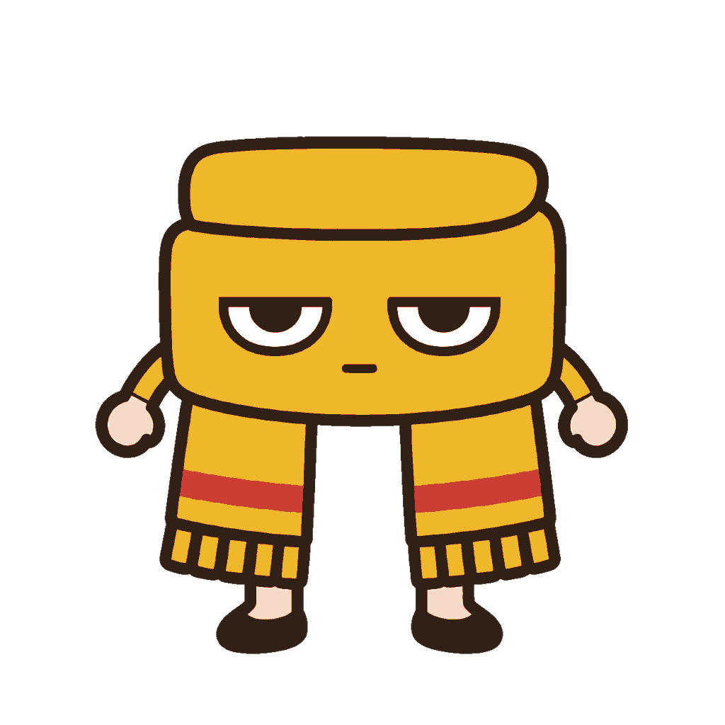 じとめのマフラーキャラクターのイラスト（カラー）