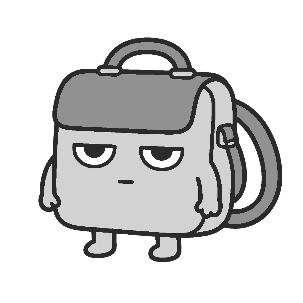 じとめの通園バッグのイラスト（モノクロ）