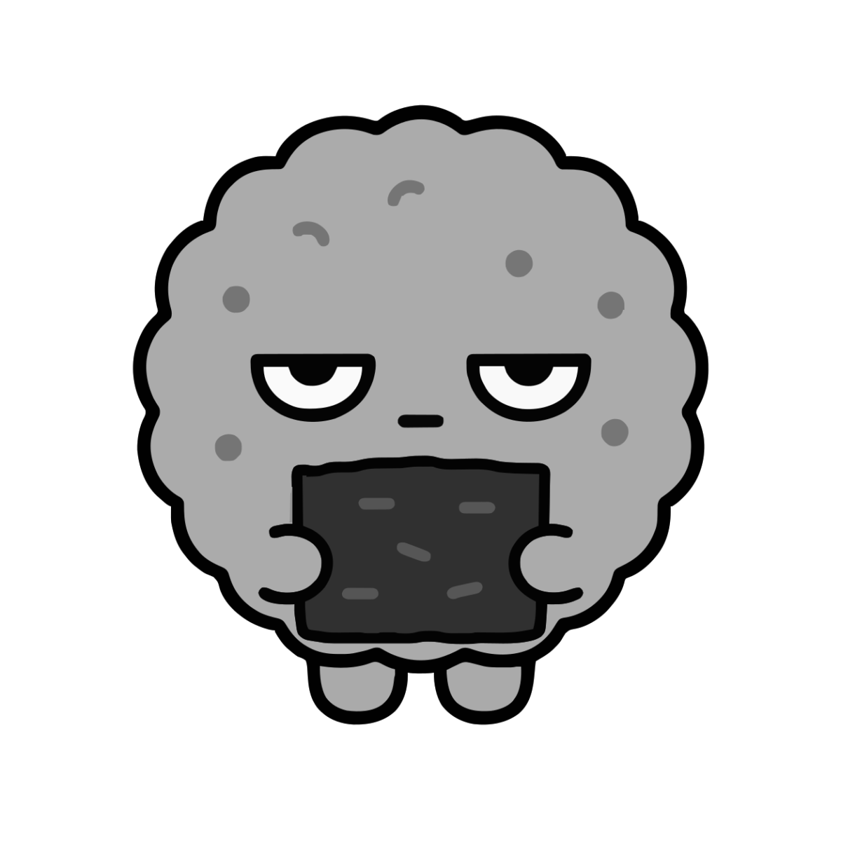 せんべいのイラスト（かわいい）（モノクロ）
