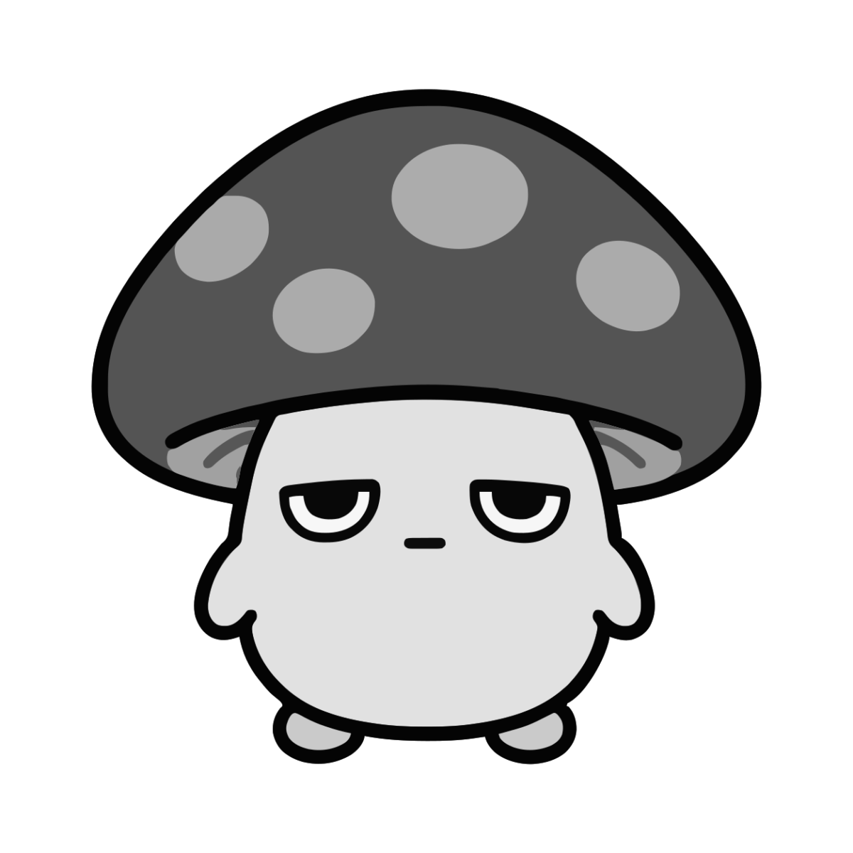 しいたけのかわいいイラスト（モノクロ）