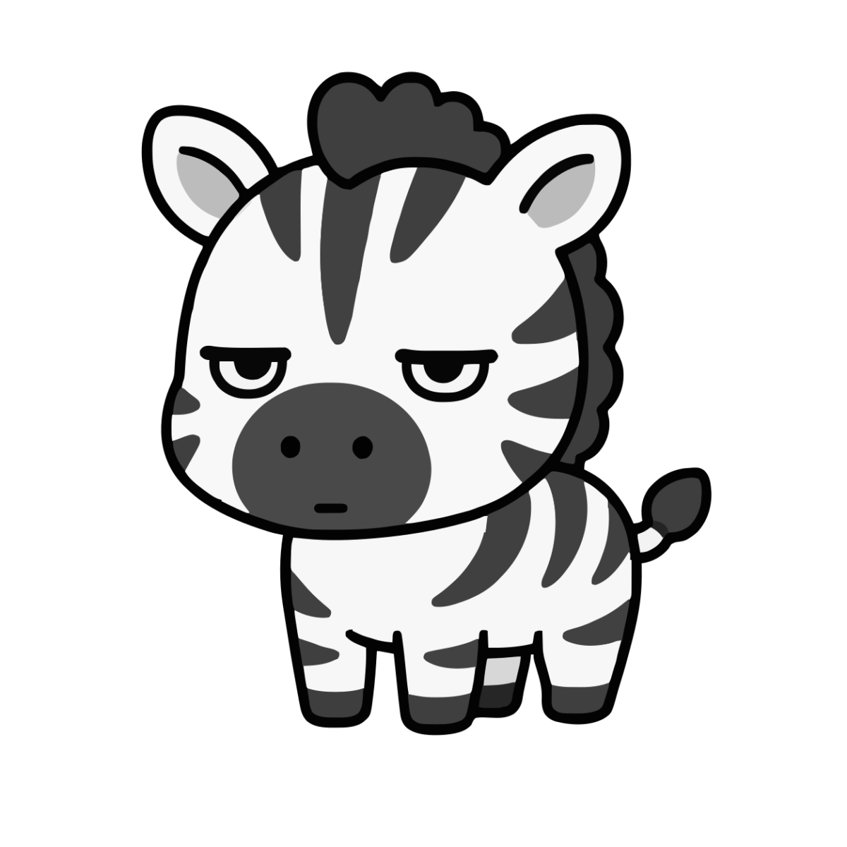 しまうまのかわいいイラスト(モノクロ)