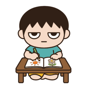 夏休みの絵日記を書く子ども