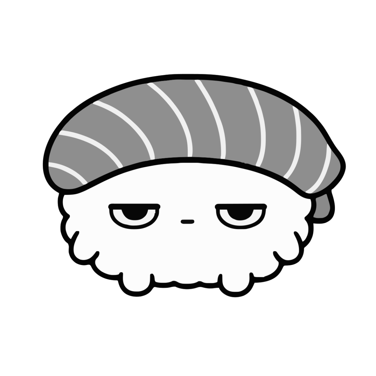 すしのイラスト（かわいい）（モノクロ）