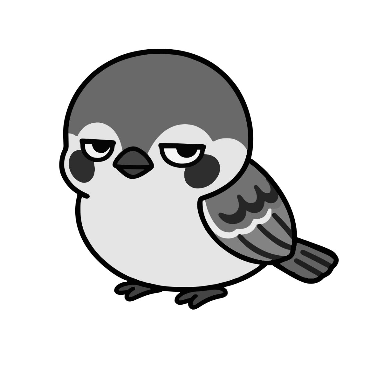 すずめのイラスト(かわいい)(モノクロ)