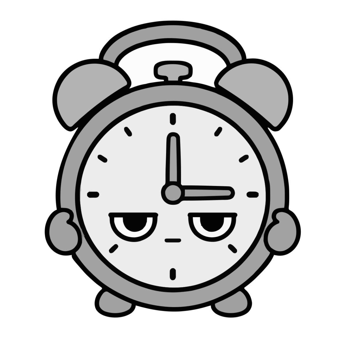 とけいのイラスト（かわいい）（モノクロ）