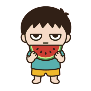 スイカを食べる子ども